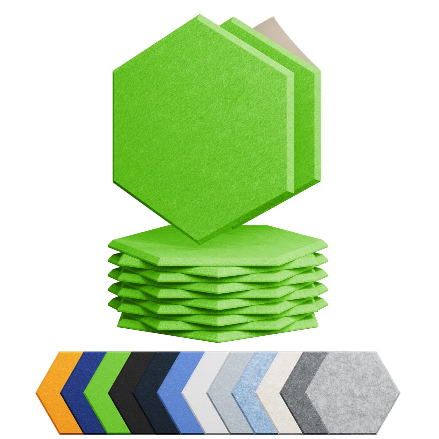 Amantech Hexagon Acoustic Panels, Fruit Green, 12 Pack, fruit green hexagon panel