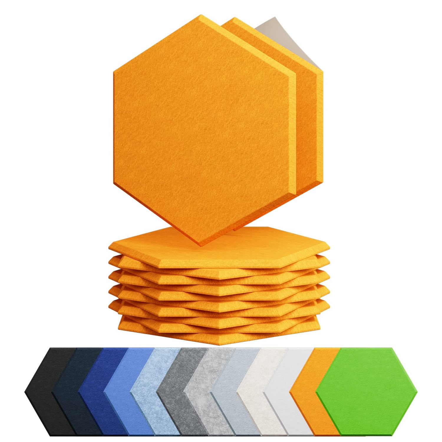 Amantech Hexagon Acoustic Panels, Orange, 12 Pack, orange hexagon panel