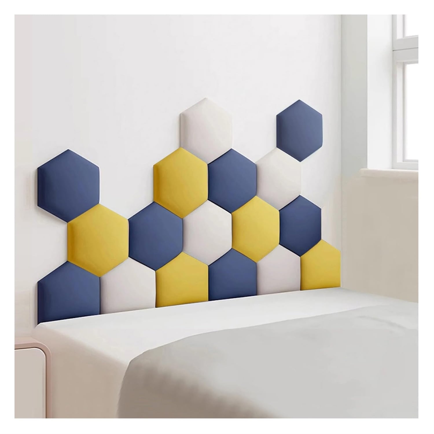 AYVADA 3D Anti-Collision Hexagon Wall Padding, Gold, 120 x 70cm, gold hexagon panel