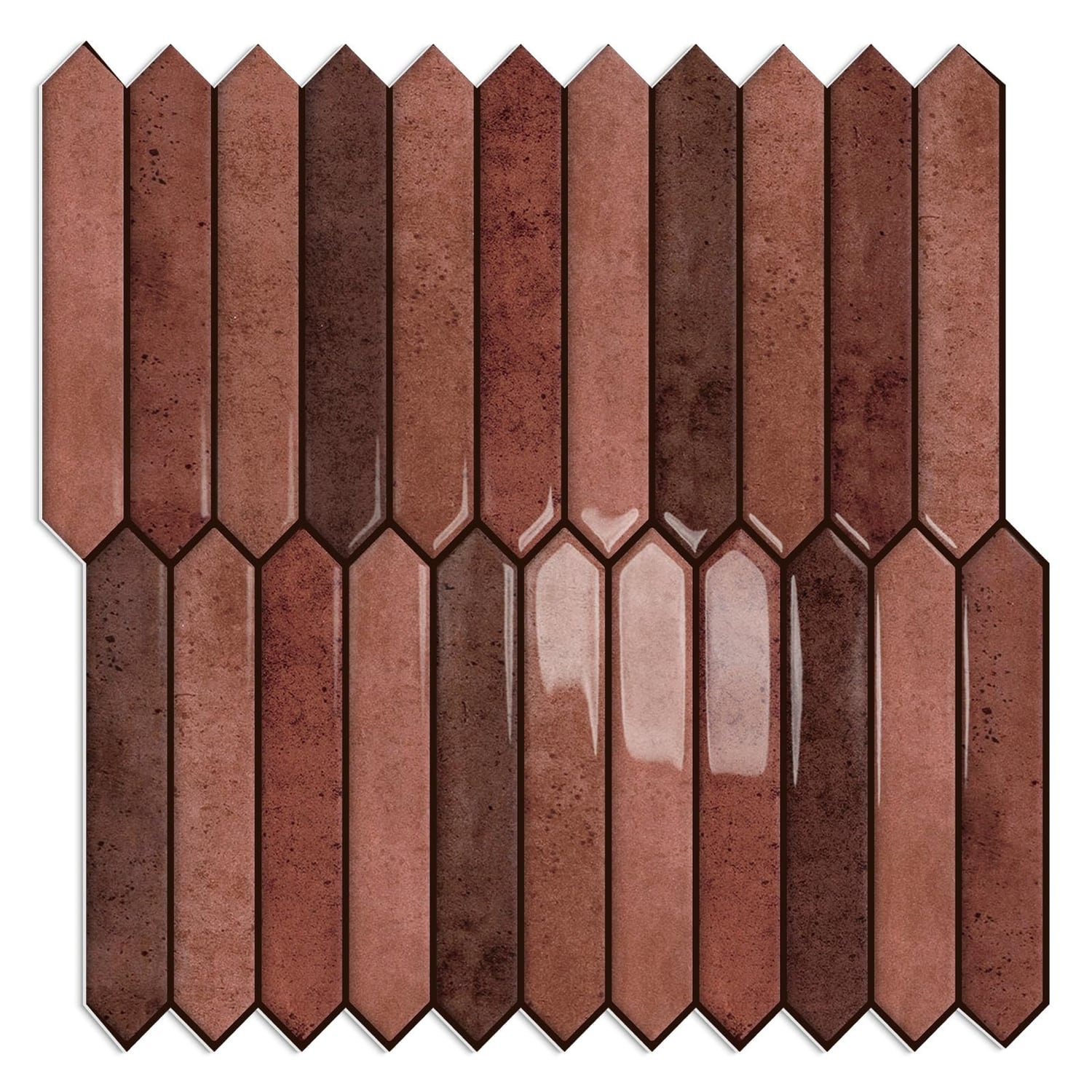BESTWOO Long Hexagon Marble Tile, Brown, 10 Pack, brown marble hexagon panel