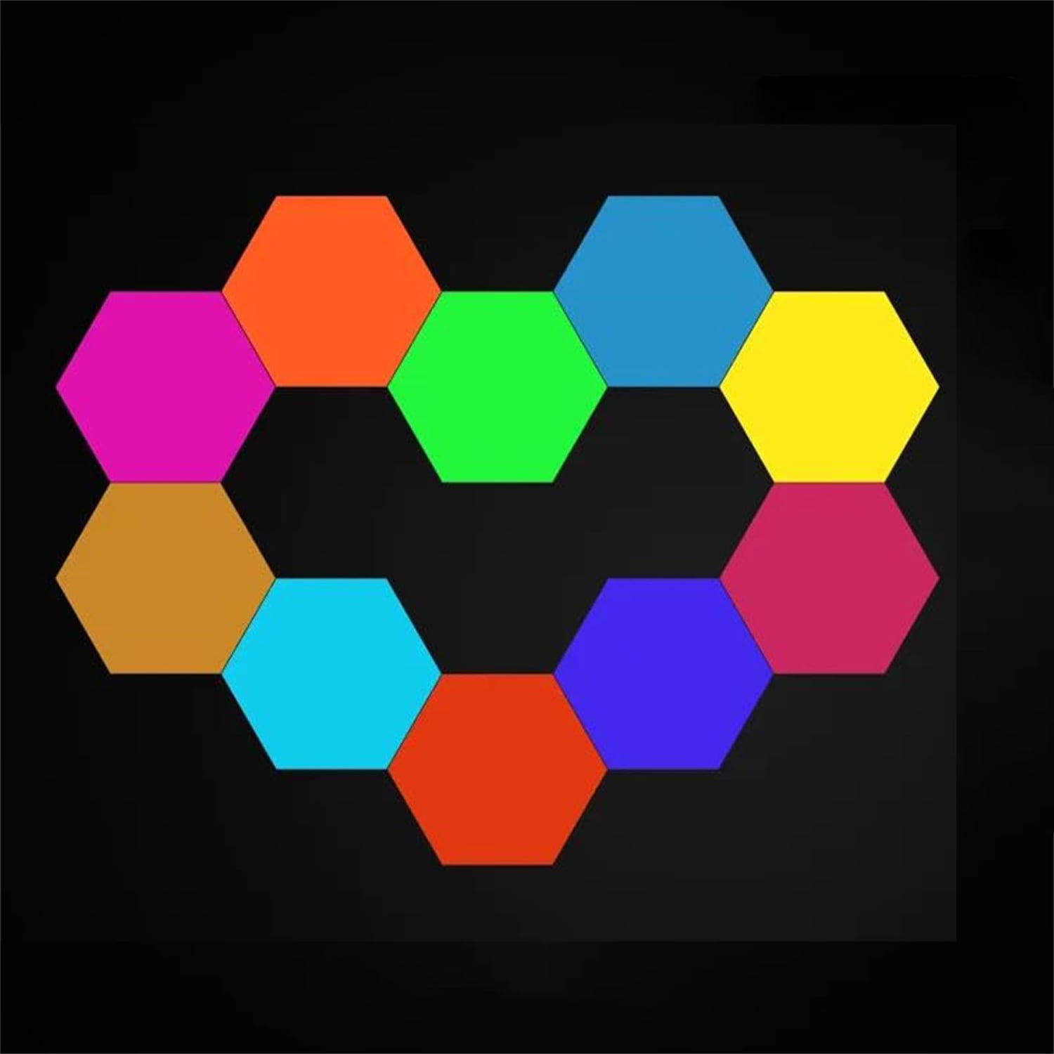 DazulI Quantum RGB Hexagon Wall Lights, 10 Pack, rgb multicolour hexagon light panel