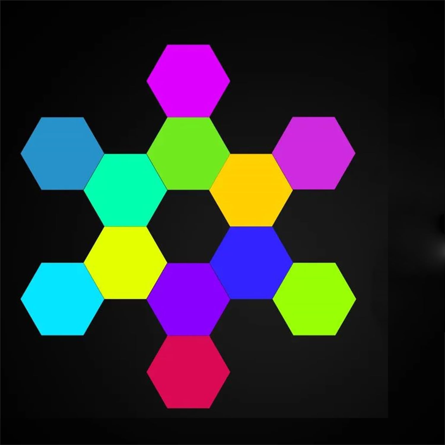 DazulI Quantum RGB Hexagon Wall Lights, 12 Pack, rgb multicolour hexagon light panel
