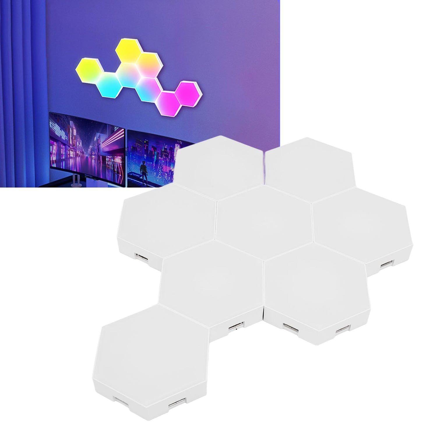 Depisuta Hexagon LED Light Panels, 8 Pack, rgb multicolour hexagon light panel