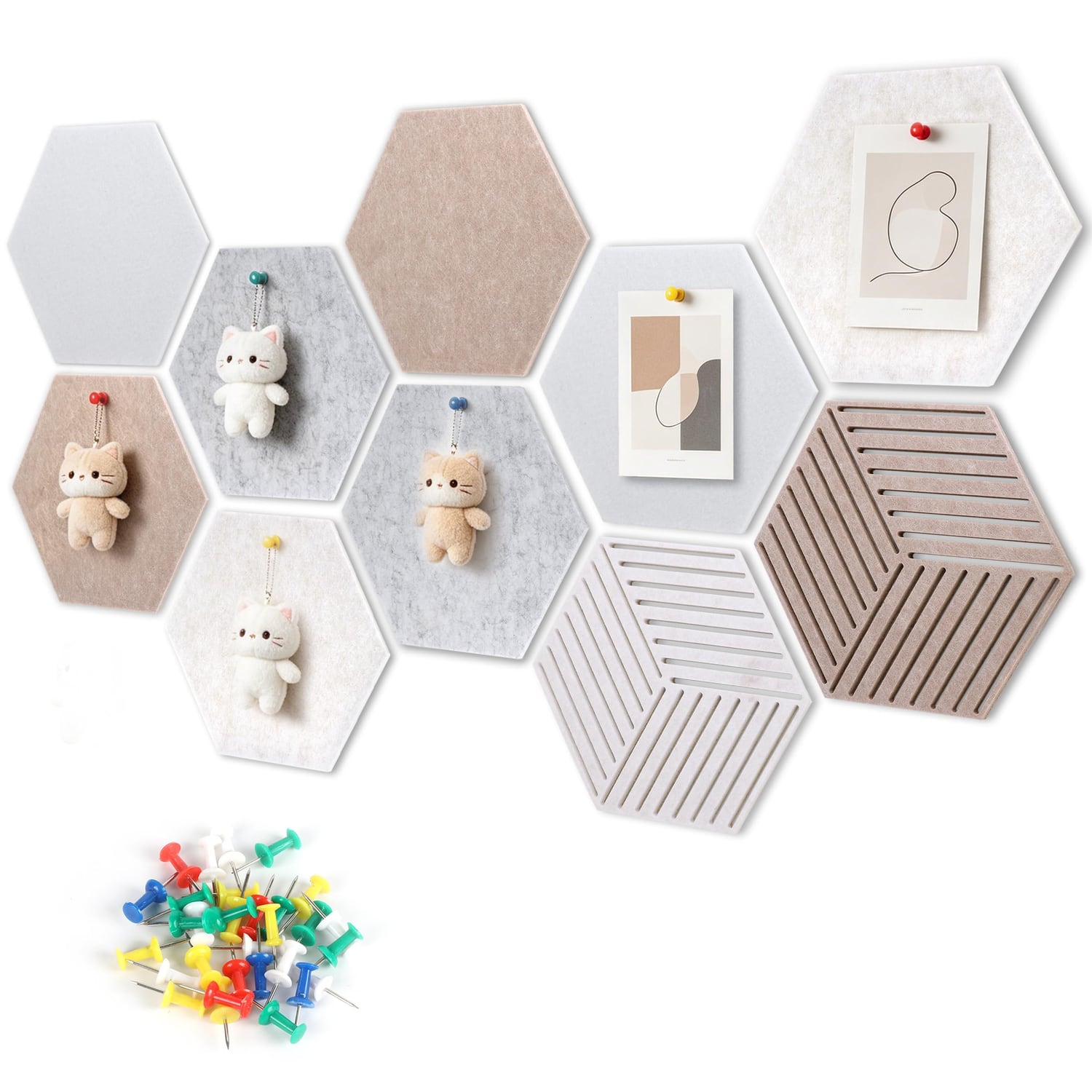 LWGHB Hexagon Felt Pin Board Tiles, Black, 10 Pack, black hexagon pin board tile