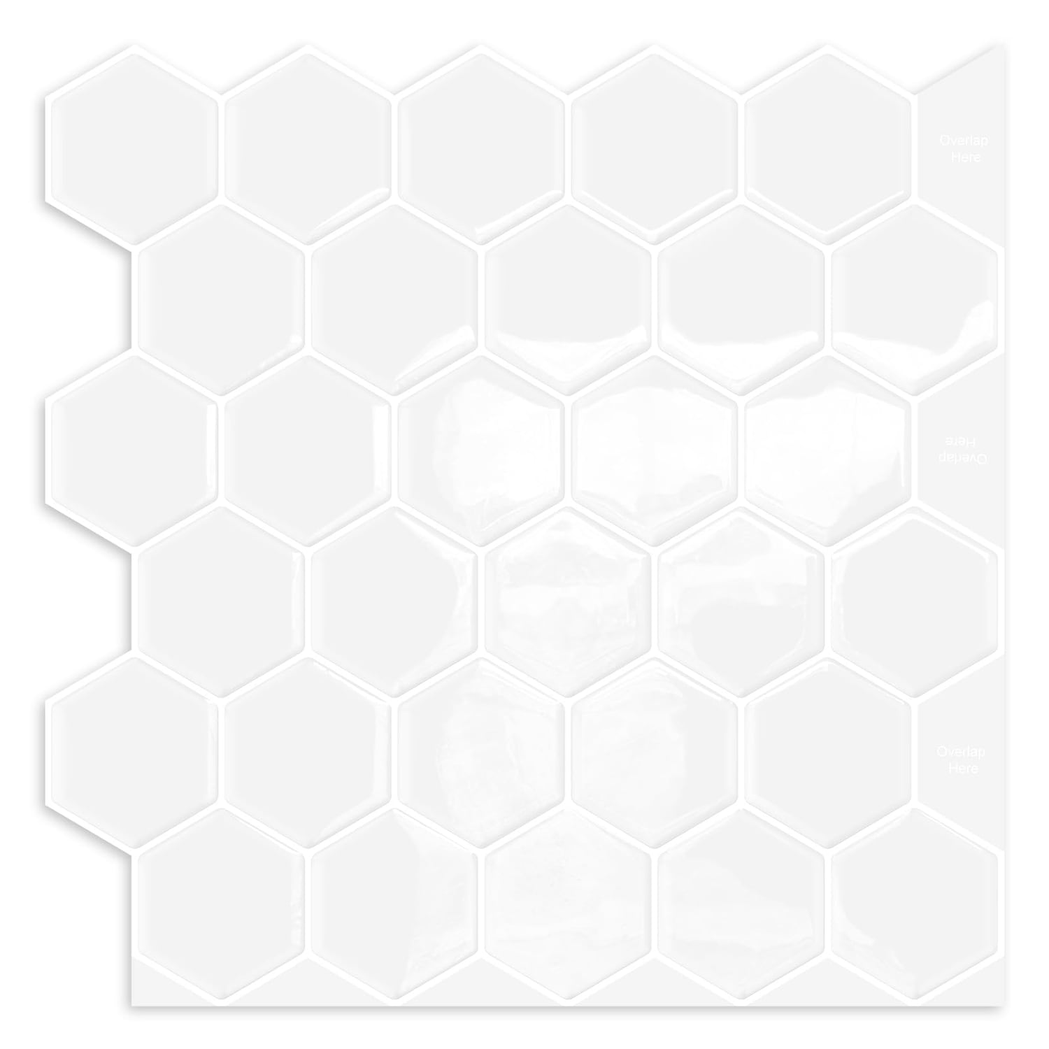 MOONFUN White Hexagon Peel and Stick Wall Tiles, 10 Sheets, white hexagon panel