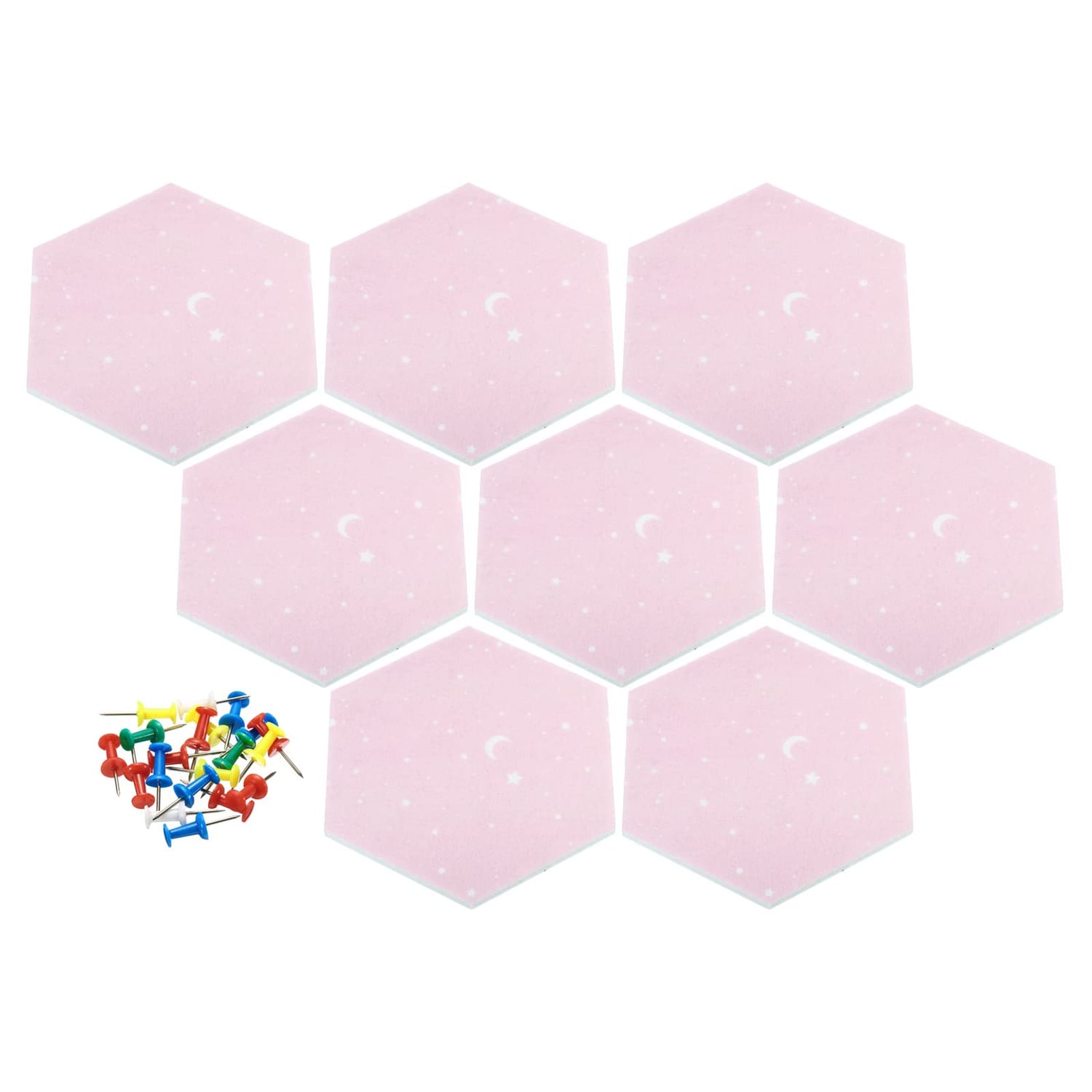 PATIKIL Hexagon Felt Board Tiles, Pink, 8 Pack, pink hexagon pin board tile