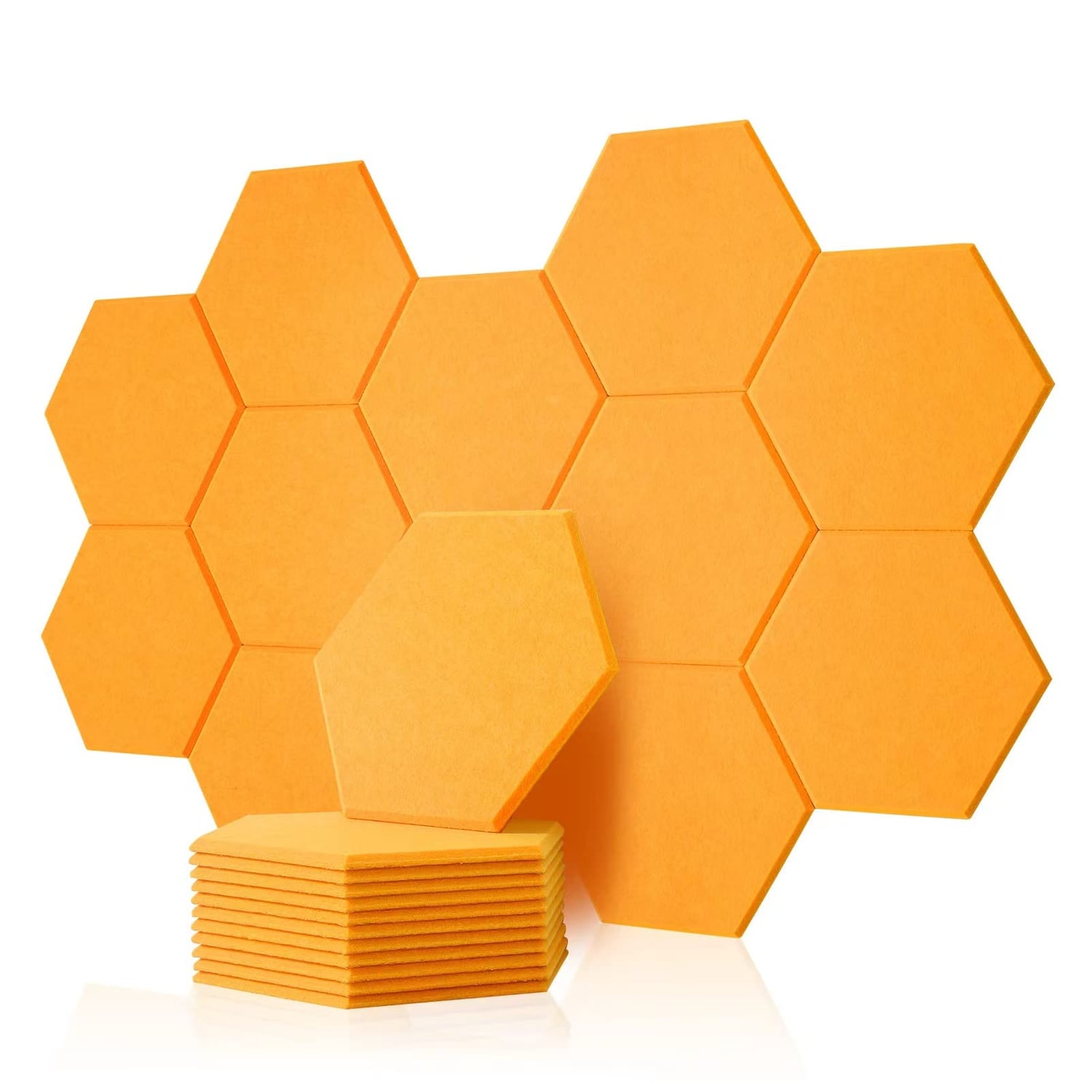 Rdutuok Hexagon Acoustic Panels, Orange Yellow, 12 Pack, orange yellow hexagon panel