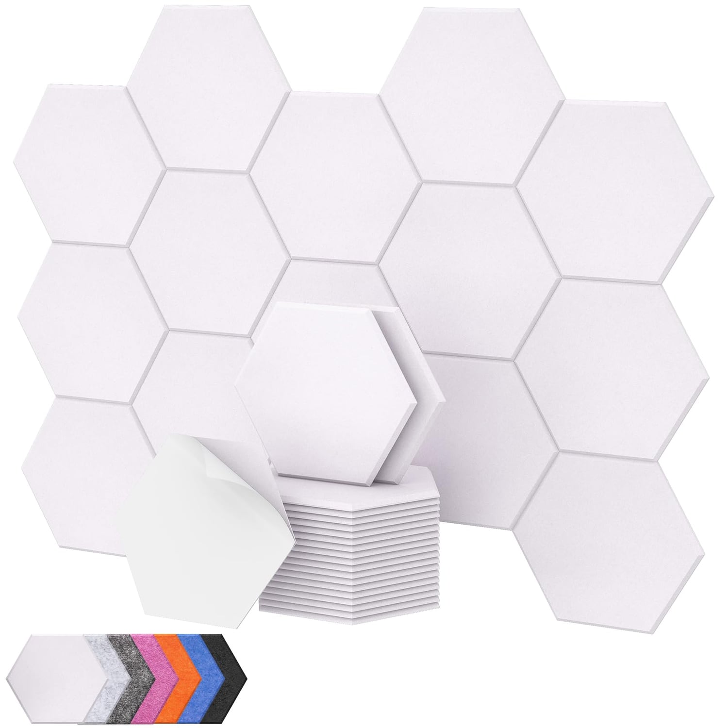 TONOR Hexagon Acoustic Panels, White, 18 Pack, white hexagon panel