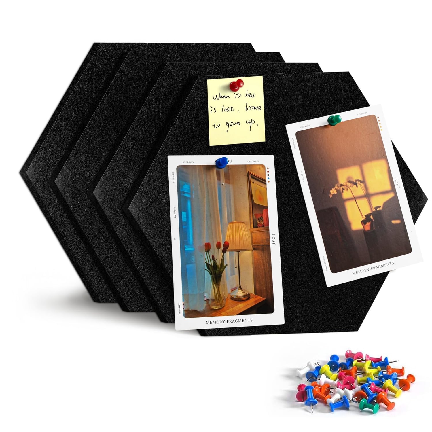 Uoisaiko Hexagon Felt Pin Board, 30cm, 4 Pack, felt neutral hexagon pin board tile