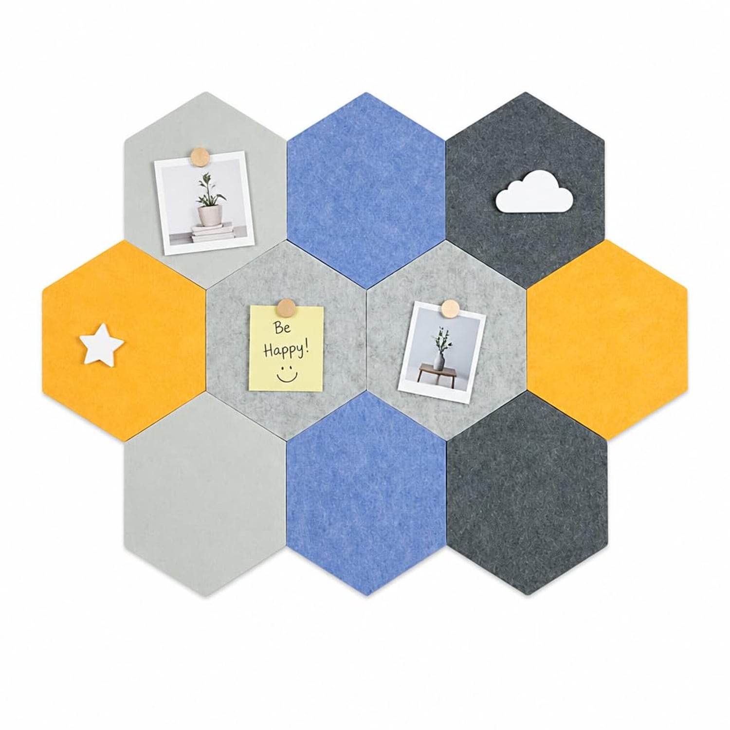 VERDEARTH Hexagon Cork Board Alternative, 10 Pack, felt neutral hexagon pin board tile