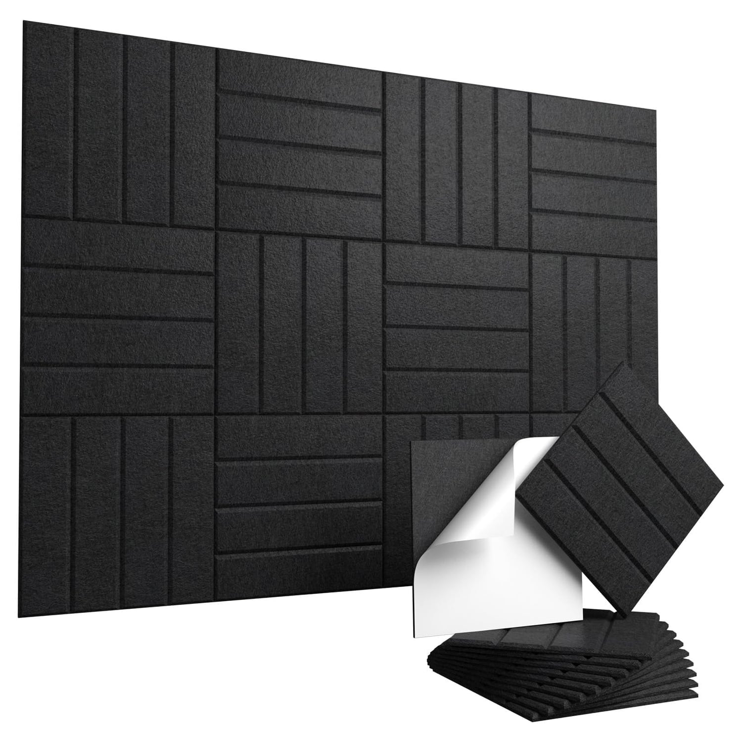 Vieshful Hexagon Acoustic Panels, Black, 10 Pack, black hexagon panel
