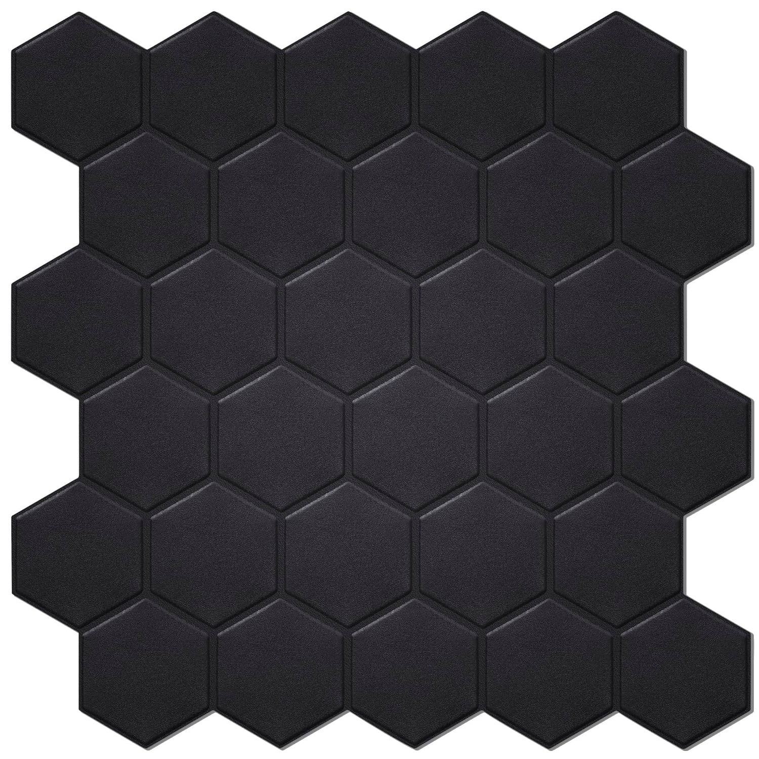 WalDecoo Matte Black Hexagon Tile Stickers, 10 Sheets, matte black hexagon panel