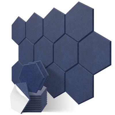 JBER black hexagon acoustic panels covering a home studio wall